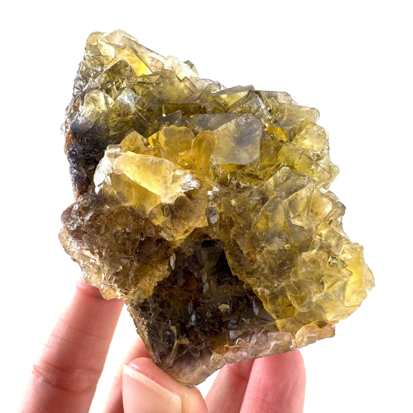 Okorusu Fluorite | “Honey Pocket” yellow crystal cluster, mineral specimen from Namibia