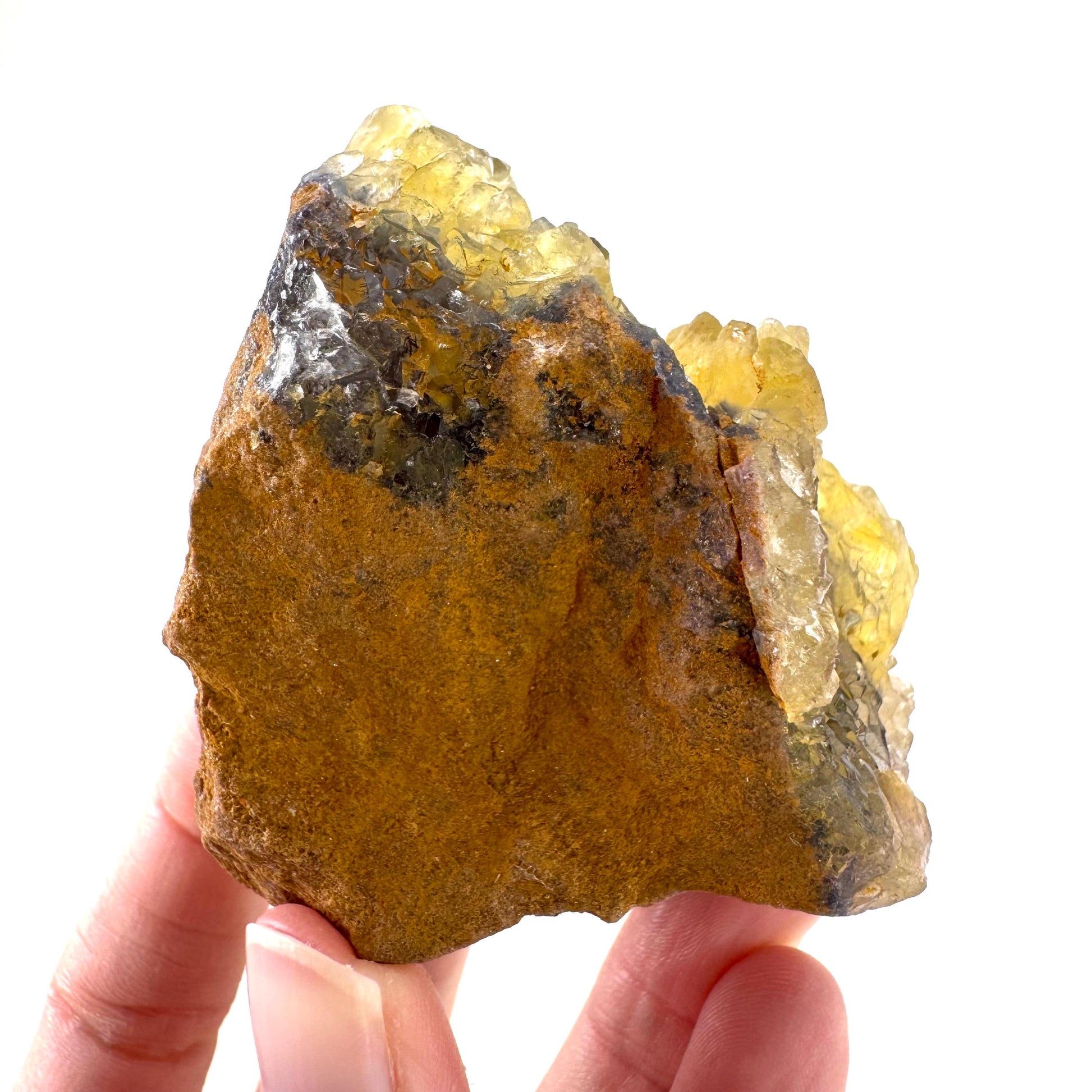 Okorusu Fluorite | “Honey Pocket” yellow crystal cluster, mineral specimen from Namibia
