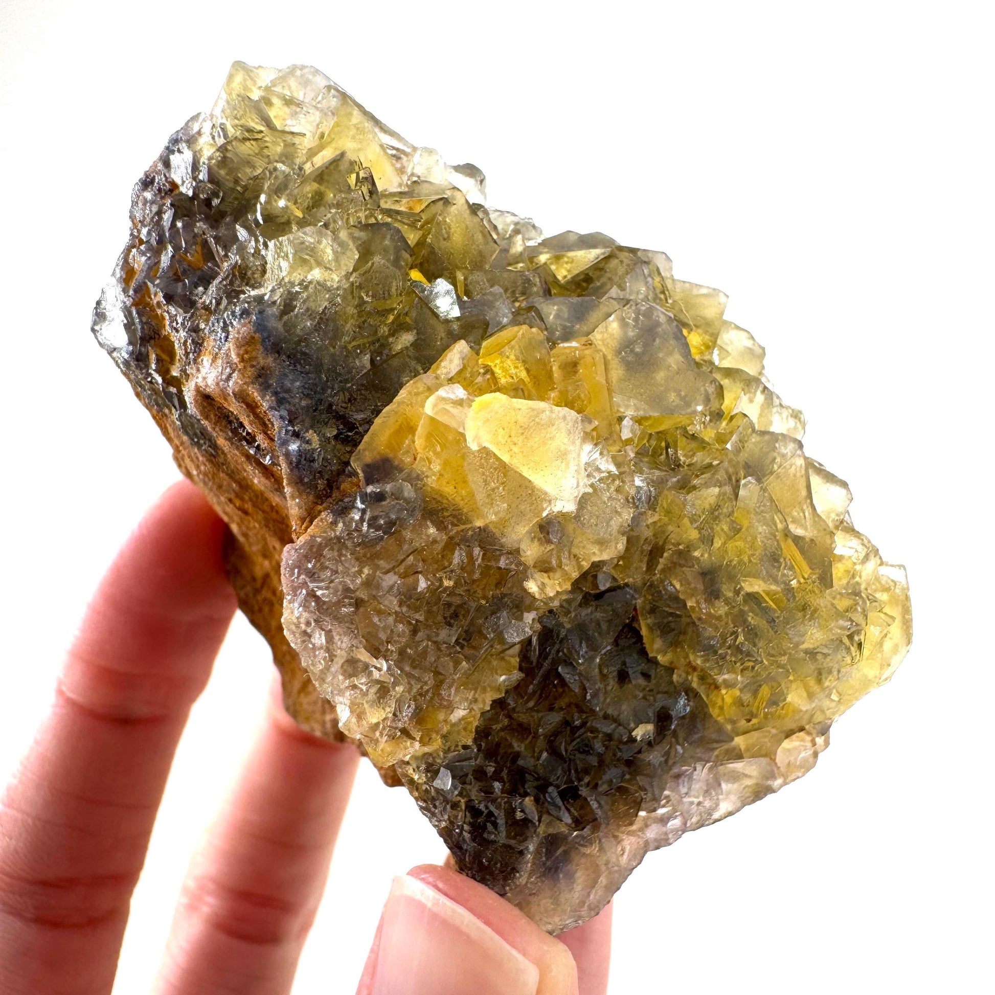Okorusu Fluorite | “Honey Pocket” yellow crystal cluster, mineral specimen from Namibia