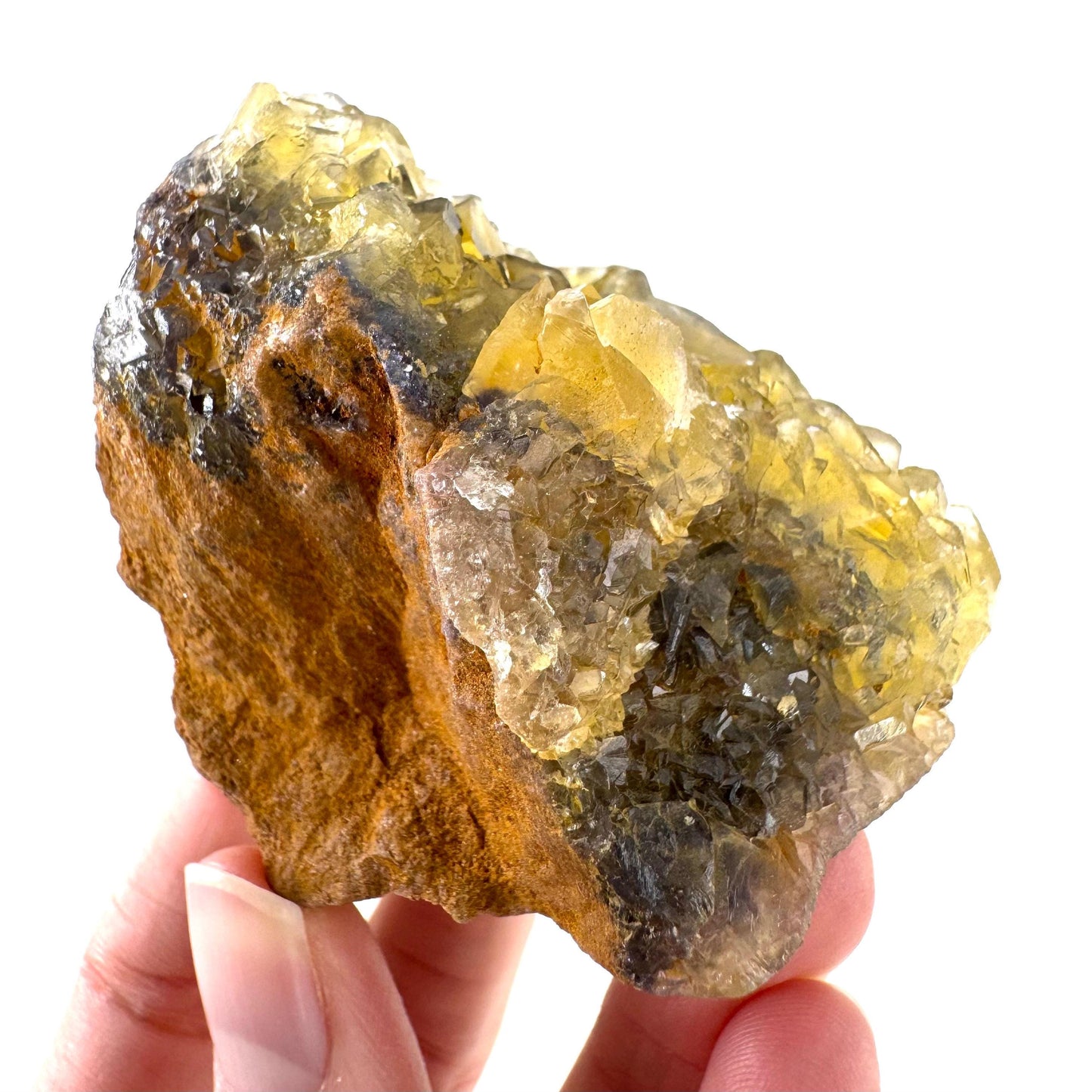 Okorusu Fluorite | “Honey Pocket” yellow crystal cluster, mineral specimen from Namibia