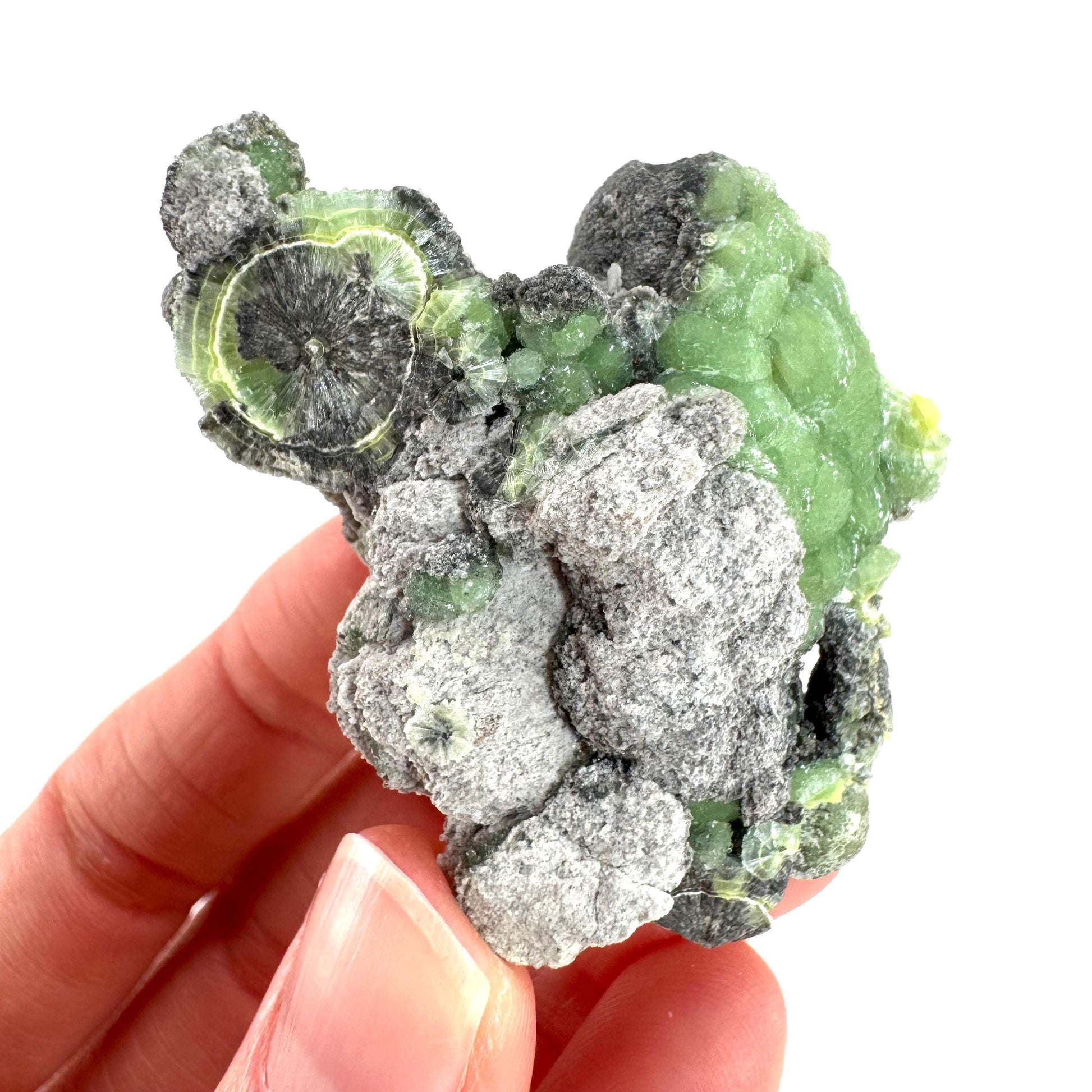 Wavellite (Arkansas, USA) | green crystal cluster, mineral specimen