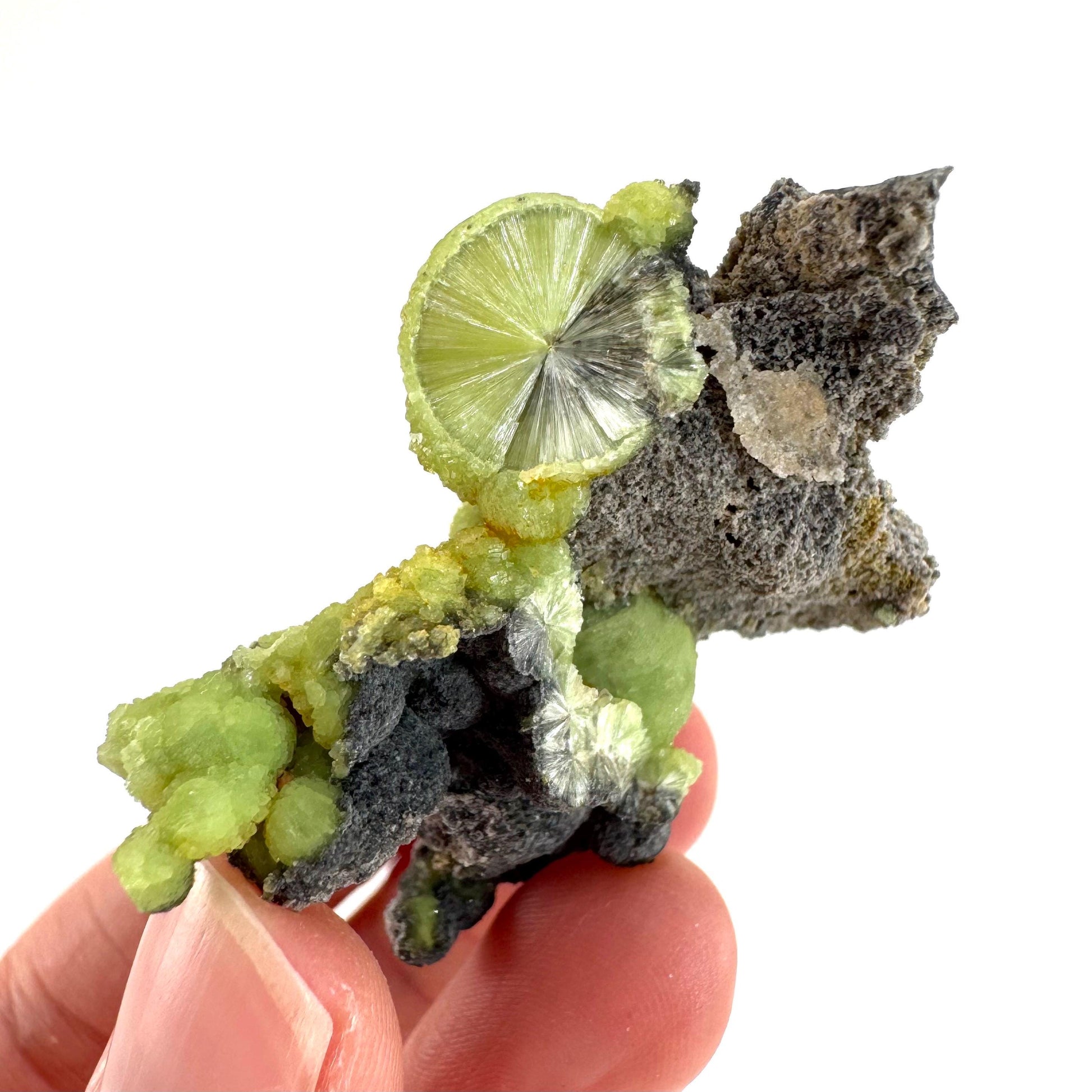 Wavellite (Arkansas, USA) | green crystal cluster, mineral specimen