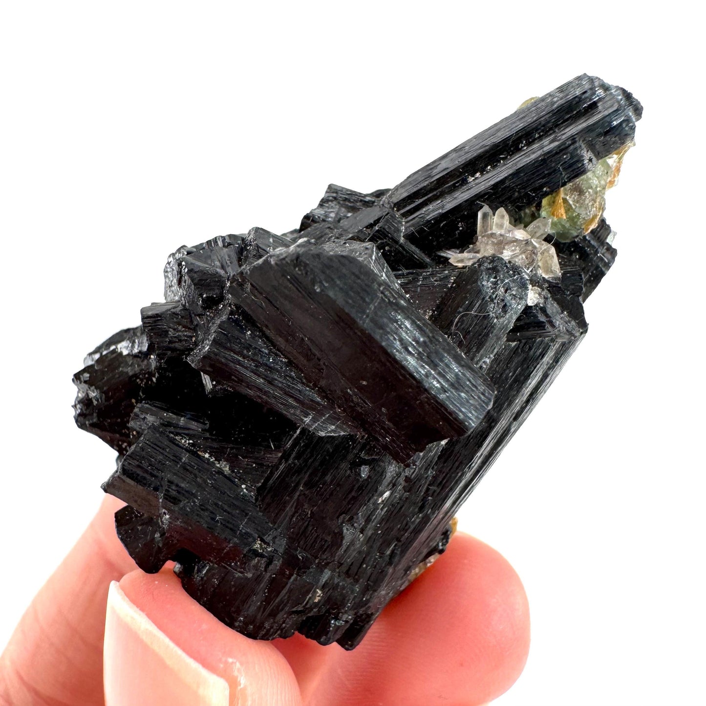 Black Tourmaline with Fluorite | Raw Schorl Crystal Cluster, Mineral Specimen from Namibia