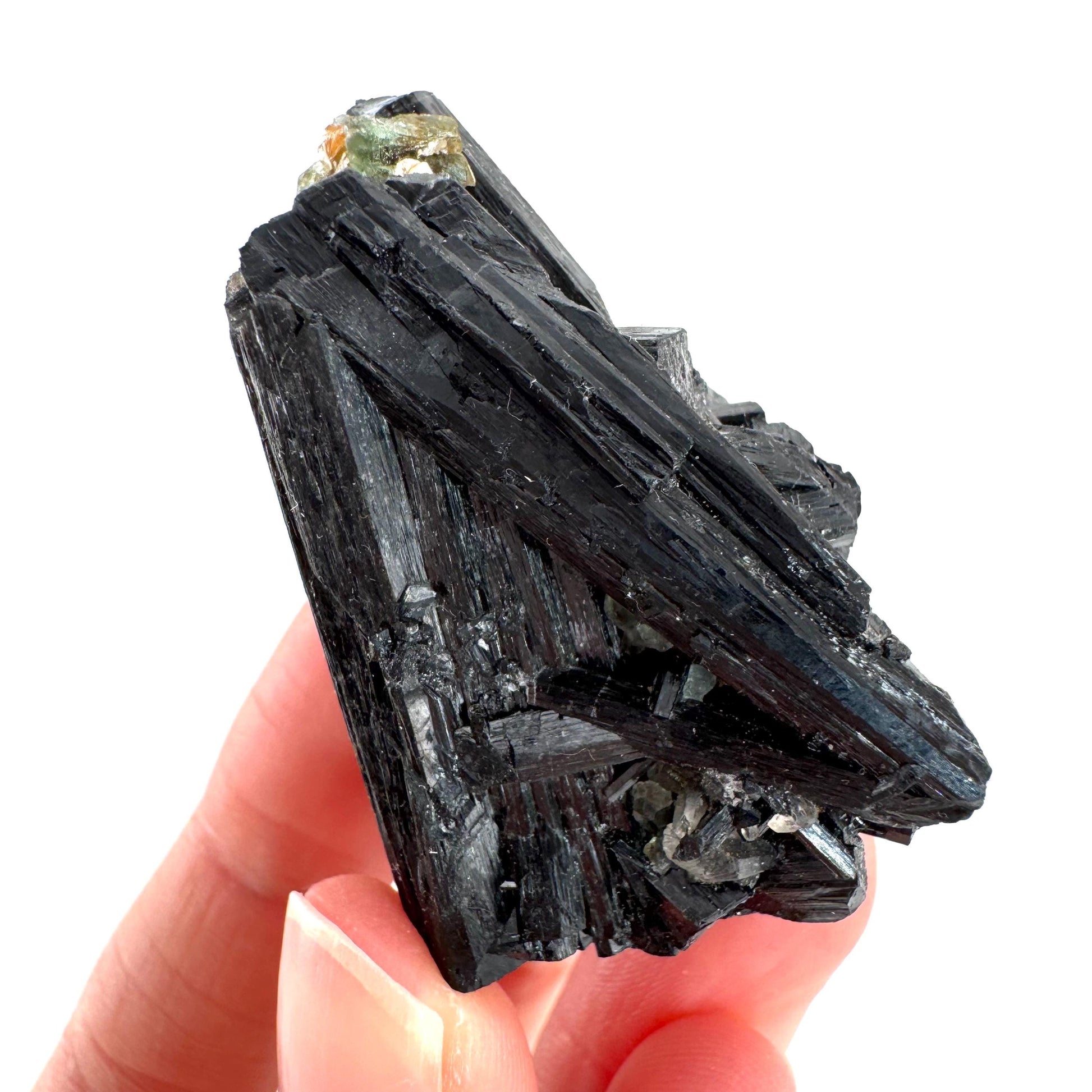 Black Tourmaline with Fluorite | Raw Schorl Crystal Cluster, Mineral Specimen from Namibia