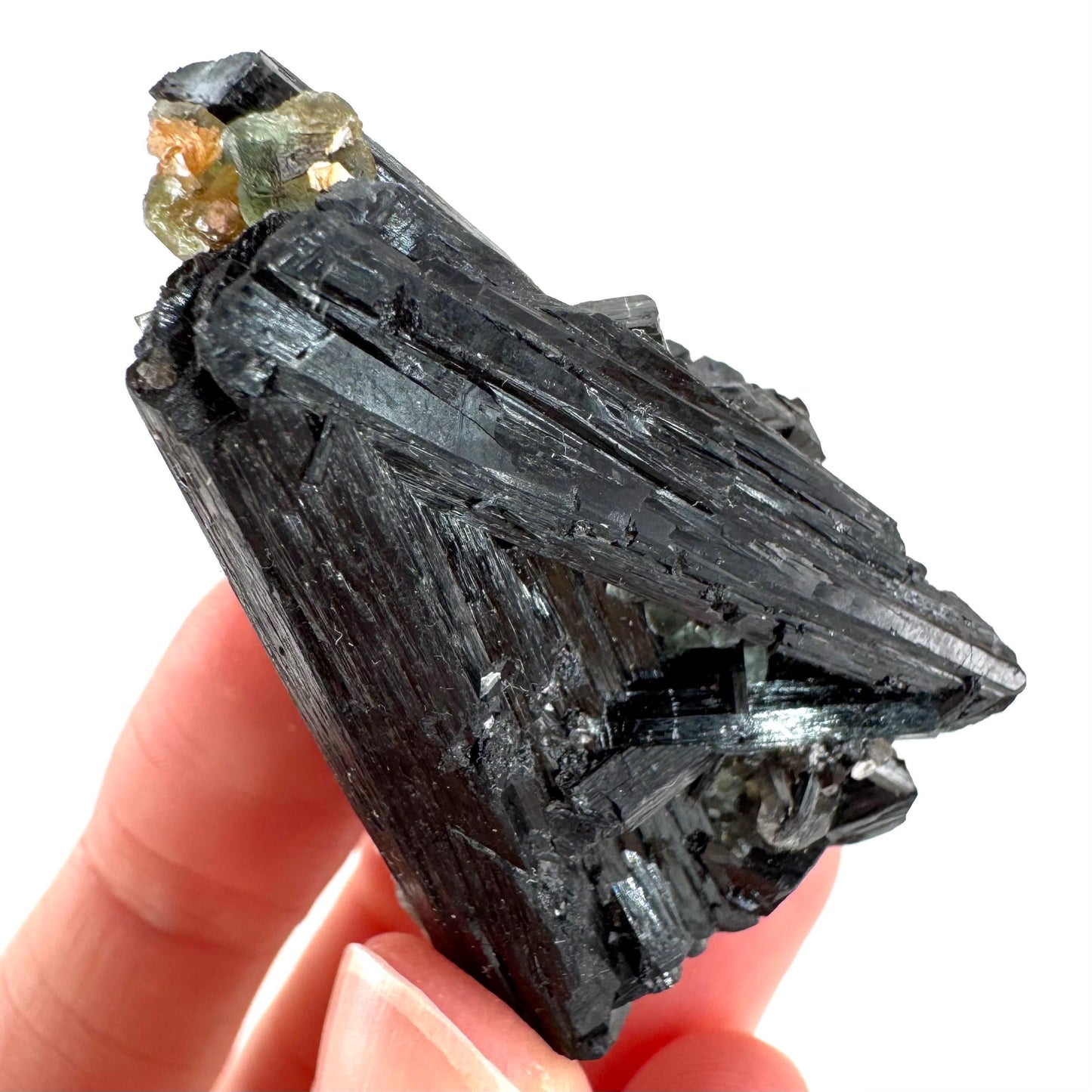 Black Tourmaline with Fluorite | Raw Schorl Crystal Cluster, Mineral Specimen from Namibia