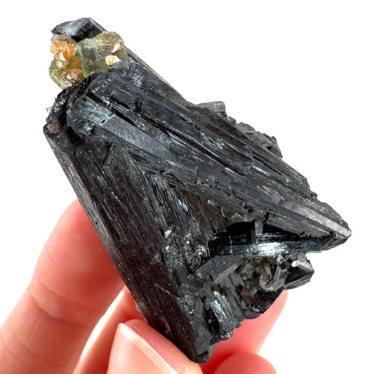 Black Tourmaline with Fluorite | Raw Schorl Crystal Cluster, Mineral Specimen from Namibia