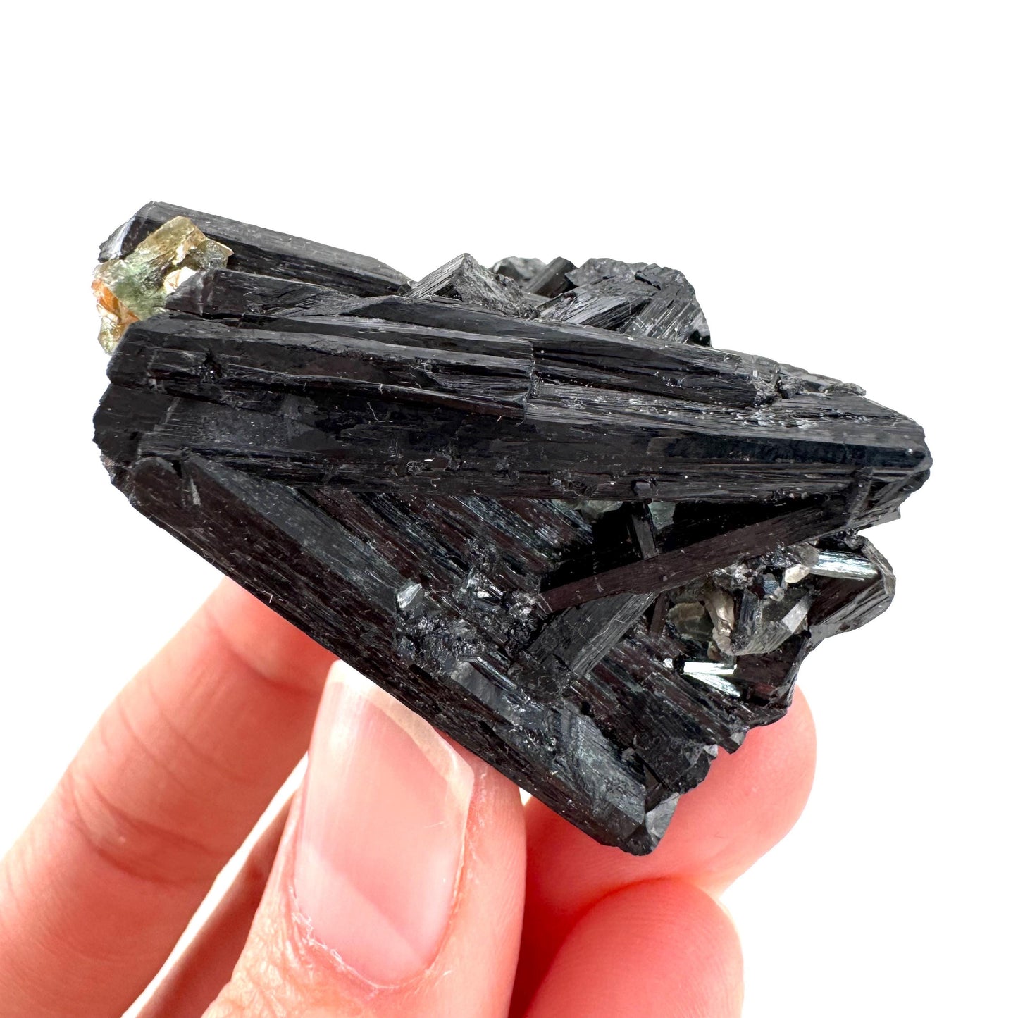 Black Tourmaline with Fluorite | Raw Schorl Crystal Cluster, Mineral Specimen from Namibia