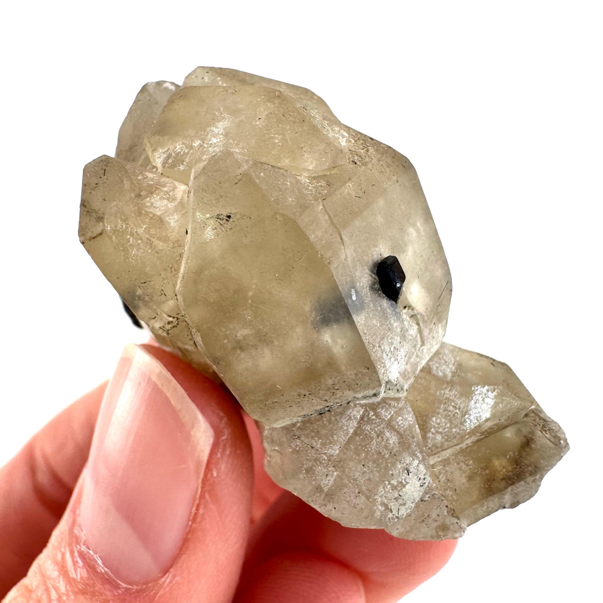 Black Tourmaline on Smoky Quartz | schorl crystal cluster, mineral specimen from Namibia