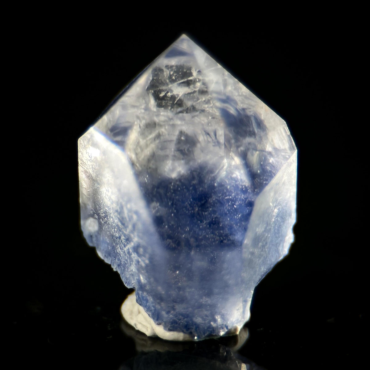 Dumortierite in Quartz | blue crystal point, rare mineral specimen from Brazil