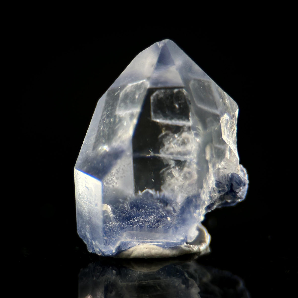 Dumortierite in Quartz | blue crystal point, rare mineral specimen from Brazil