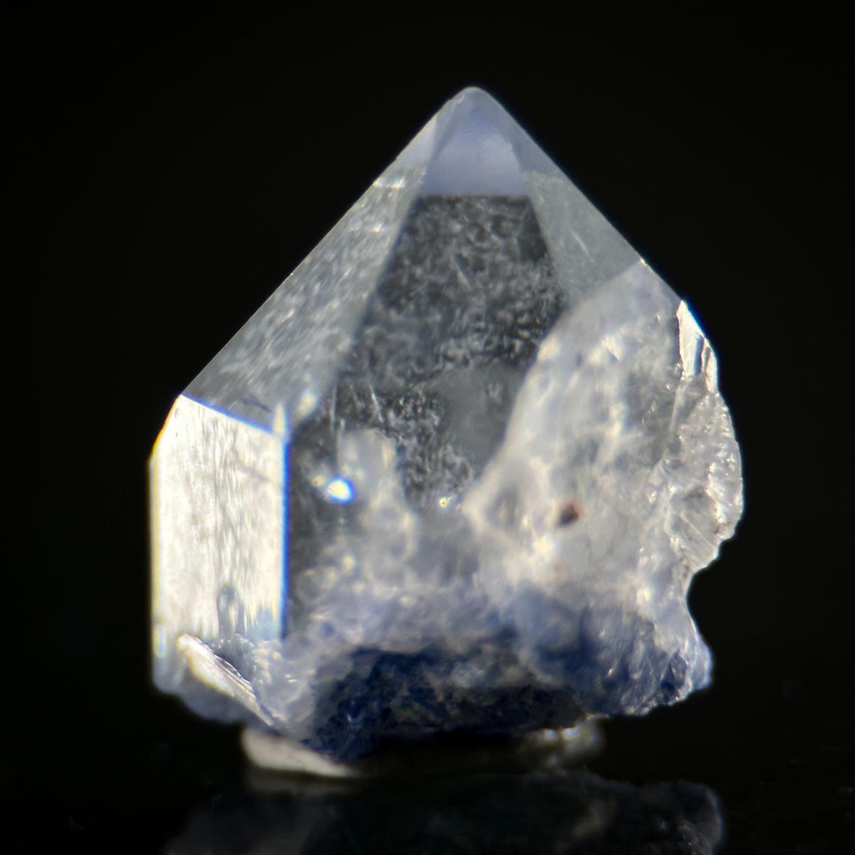 Dumortierite in Quartz | blue crystal point, rare mineral specimen from Brazil