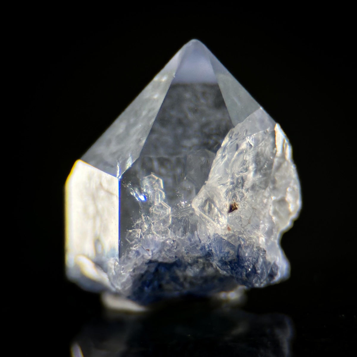 Dumortierite in Quartz | blue crystal point, rare mineral specimen from Brazil