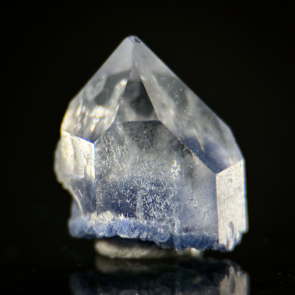 Dumortierite in Quartz | blue crystal point, rare mineral specimen from Brazil