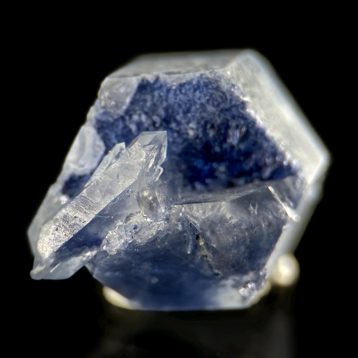 Dumortierite in Quartz | blue crystal point, rare mineral specimen from Brazil