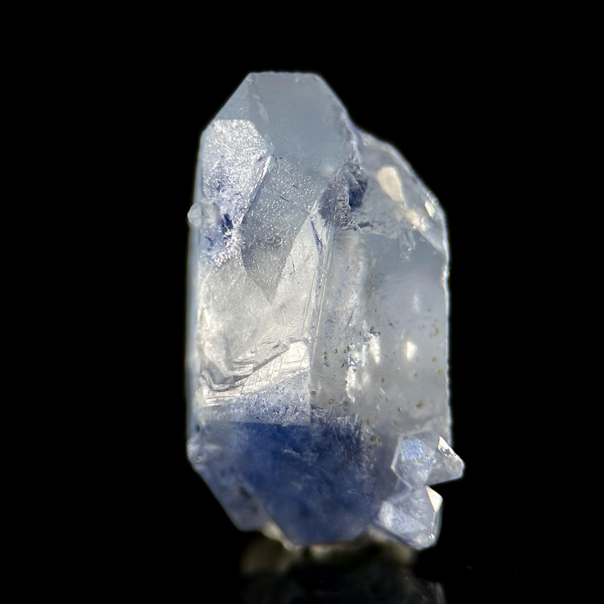 Dumortierite in Quartz | blue crystal point, rare mineral specimen from Brazil