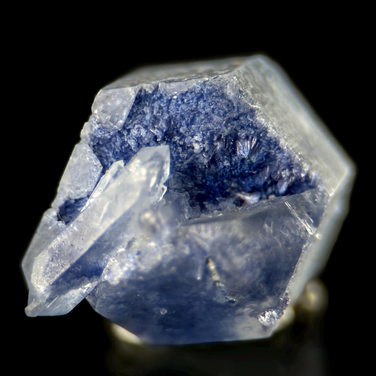 Dumortierite in Quartz | blue crystal point, rare mineral specimen from Brazil