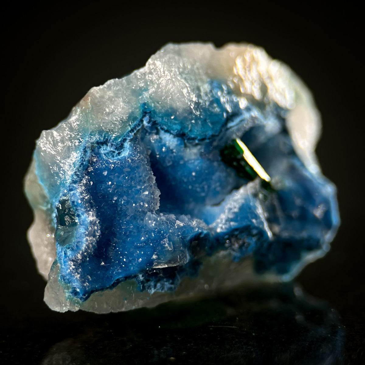 Shattuckite with Malachite & Quartz | Blue Crystal, Mineral Specimen from DR Congo