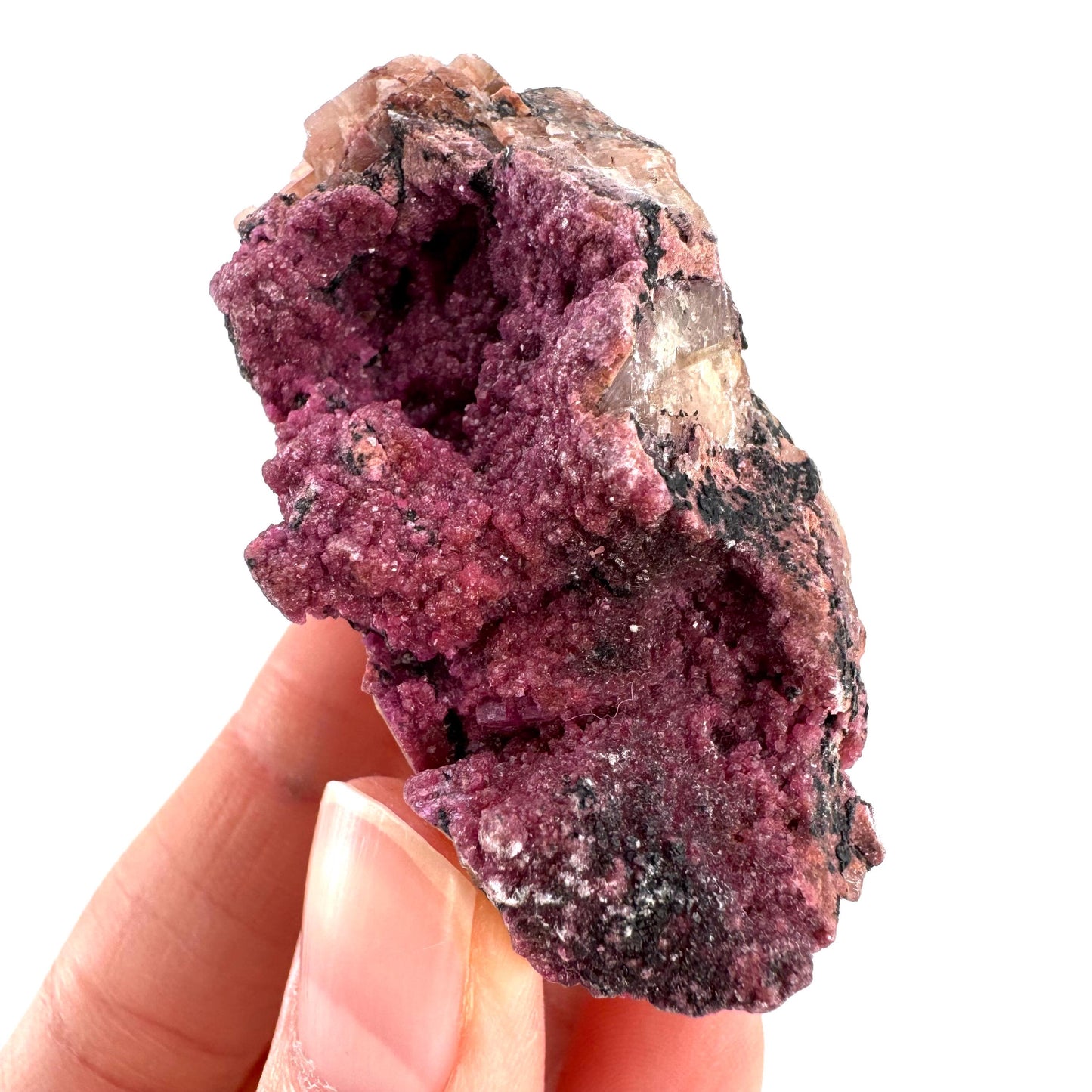 Cobaltoan Calcite | natural pink crystal cluster, mineral specimen