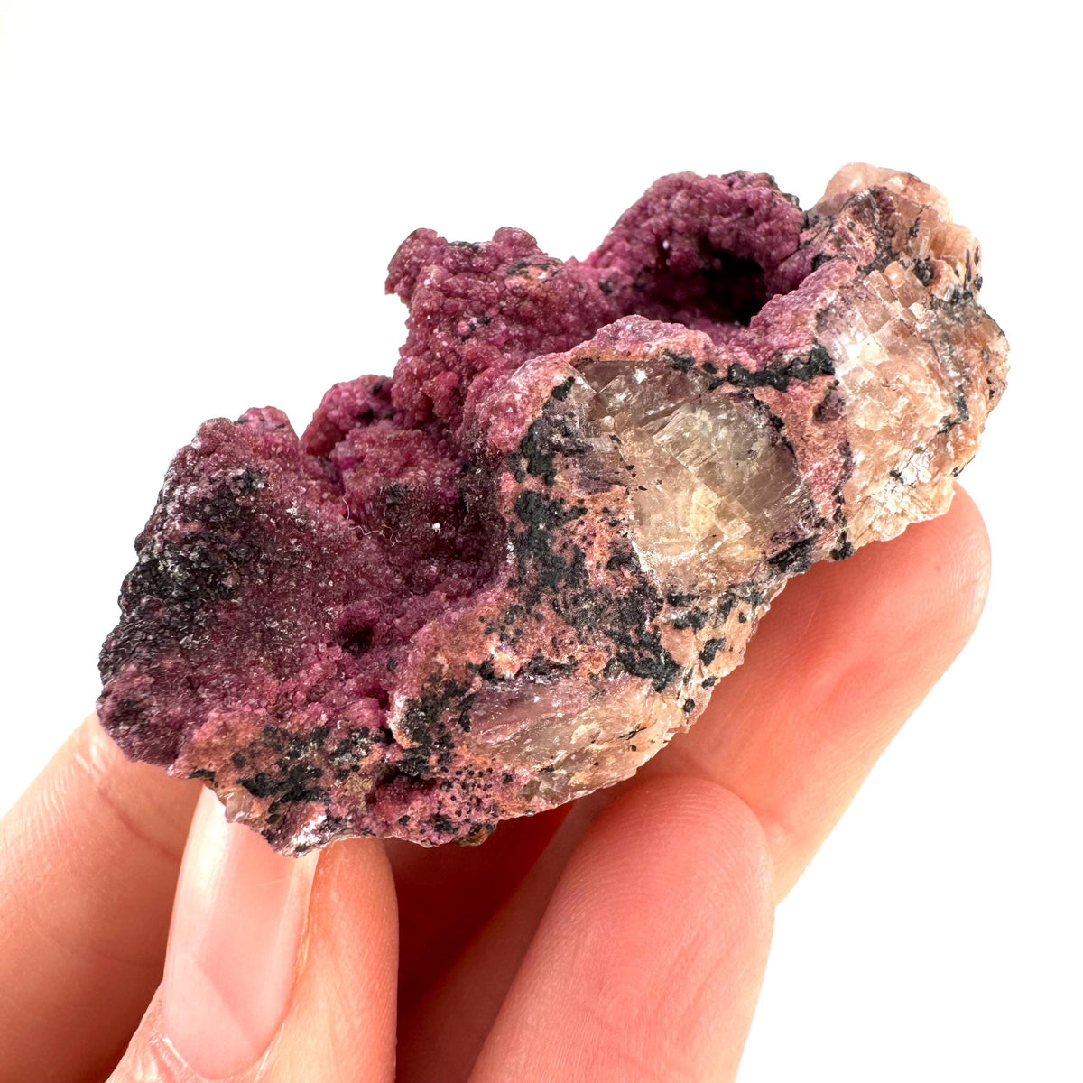 Cobaltoan Calcite | natural pink crystal cluster, mineral specimen