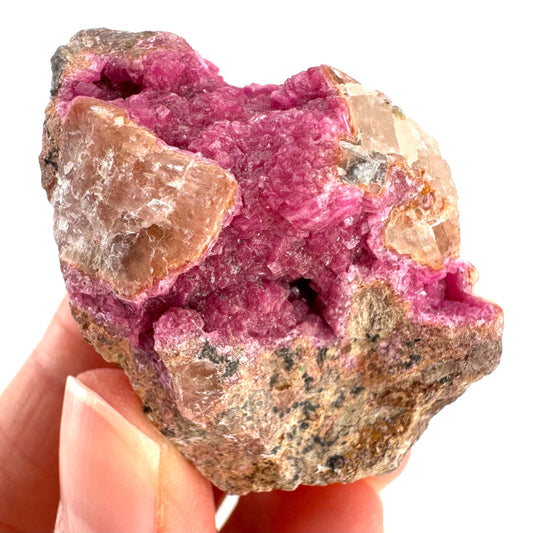 Cobaltoan Calcite | natural pink crystal cluster, mineral specimen