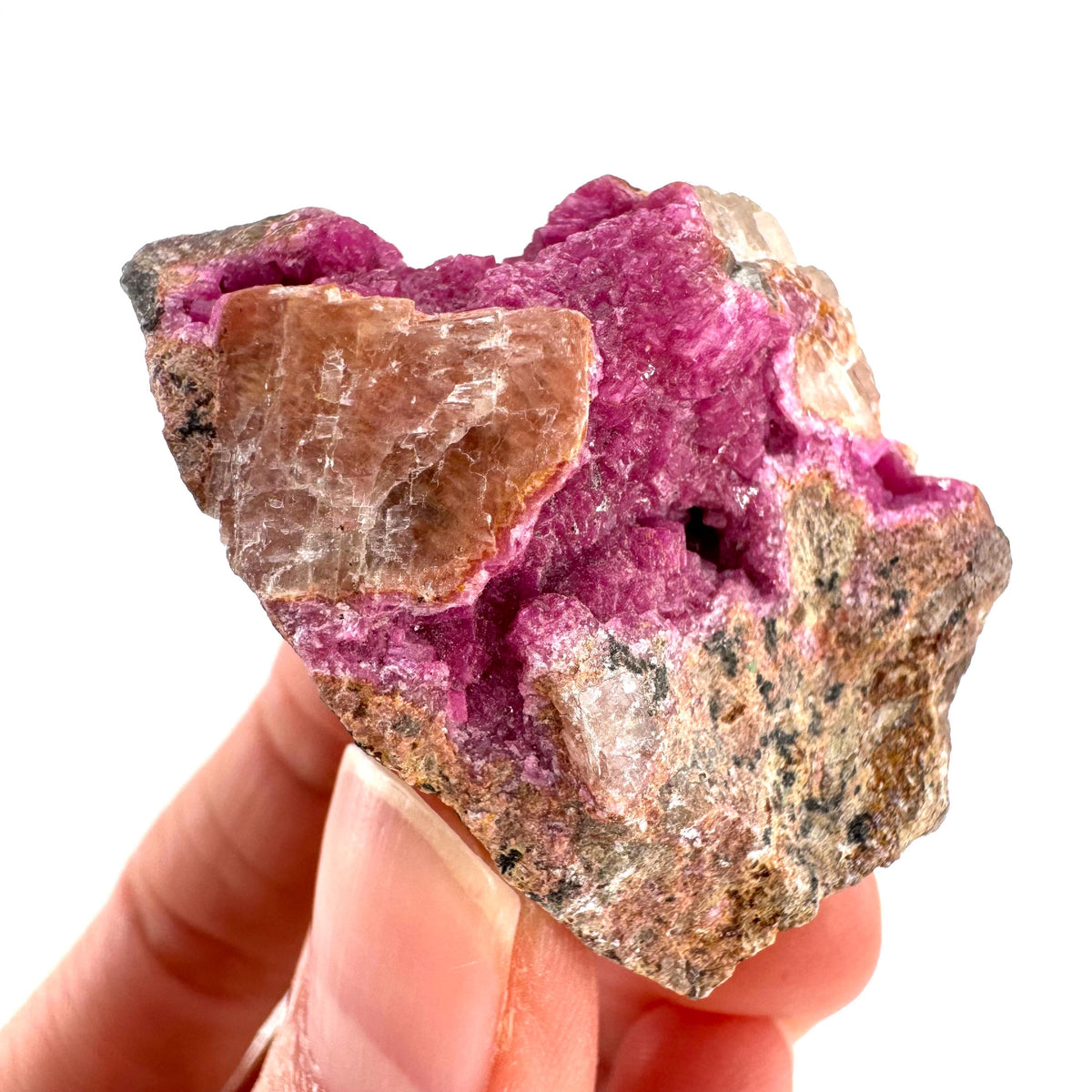 Cobaltoan Calcite | natural pink crystal cluster, mineral specimen