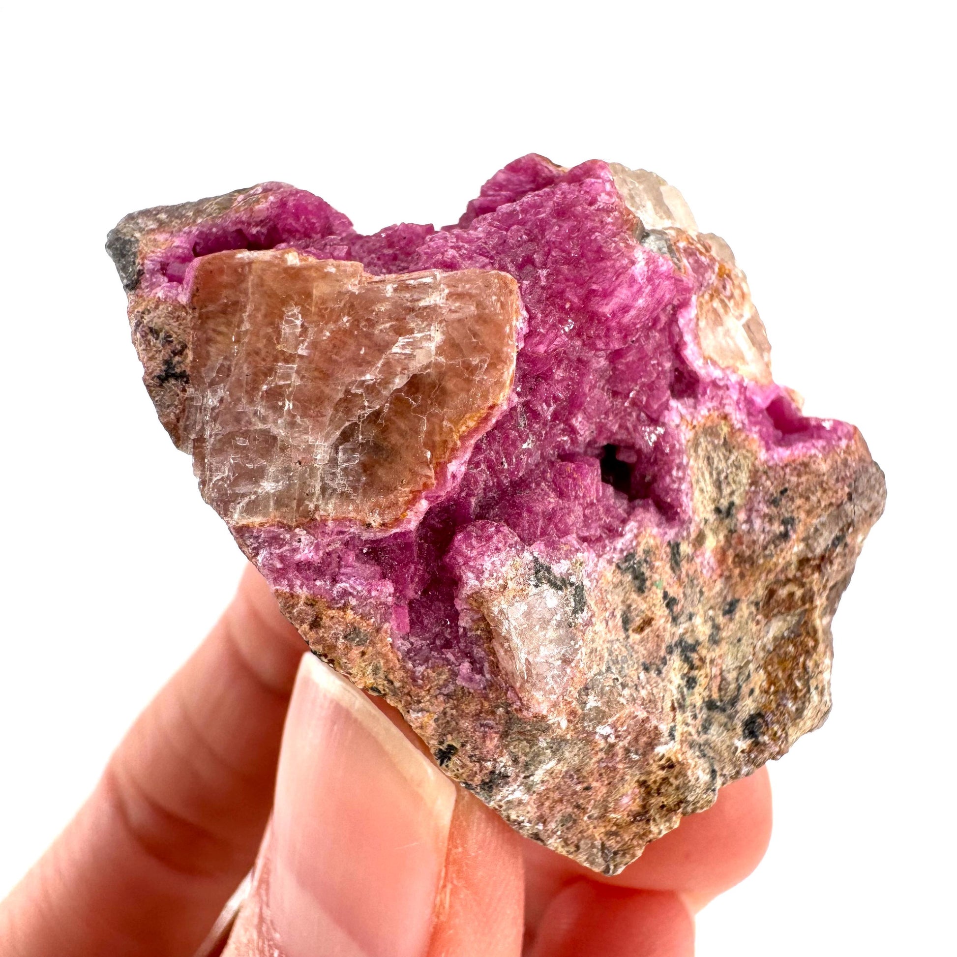 Cobaltoan Calcite | natural pink crystal cluster, mineral specimen