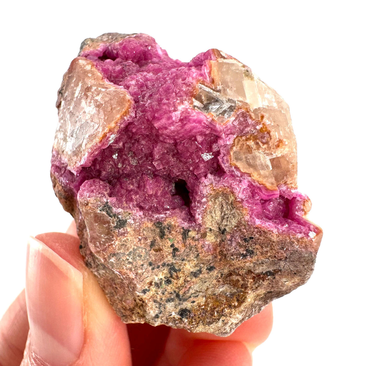 Cobaltoan Calcite | natural pink crystal cluster, mineral specimen
