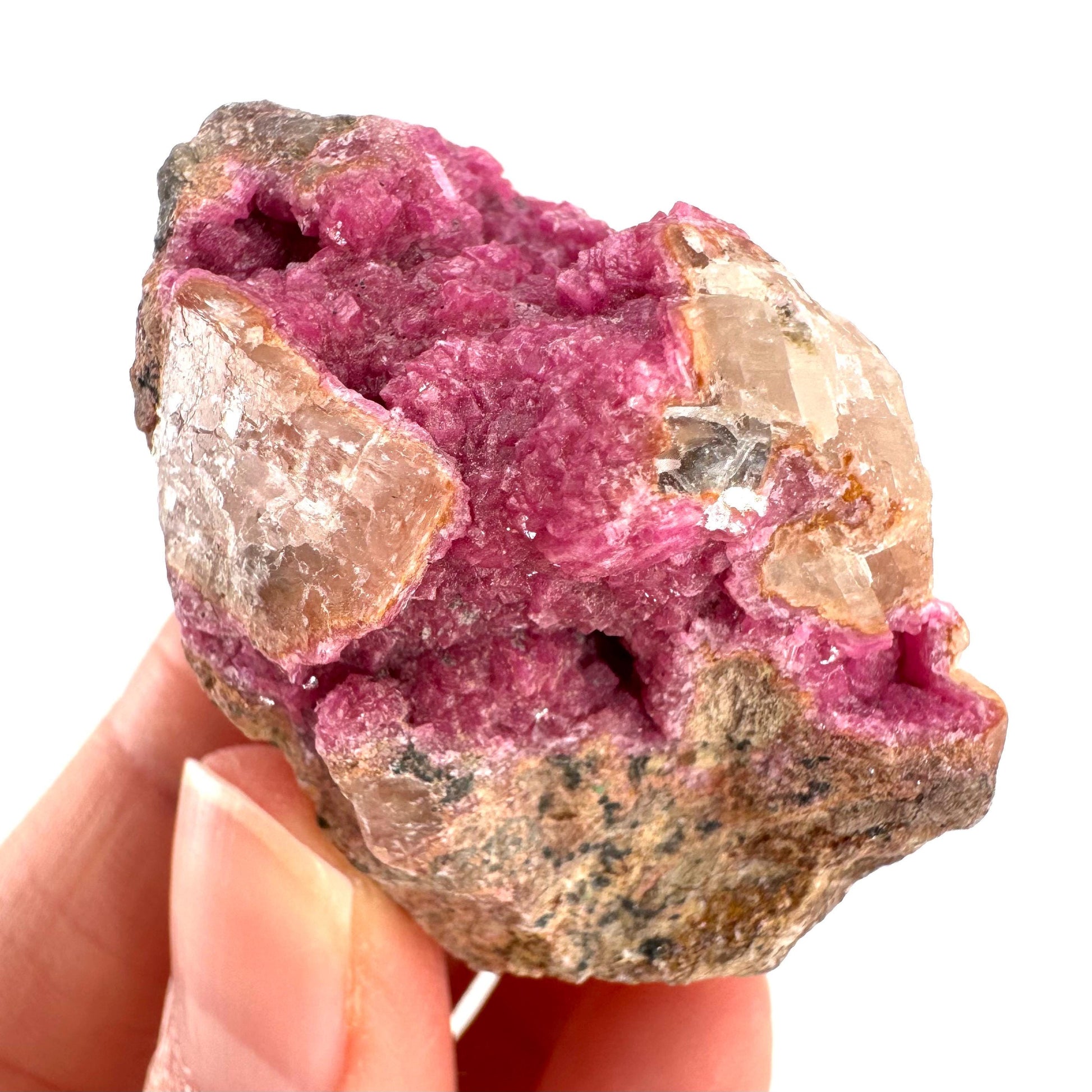 Cobaltoan Calcite | natural pink crystal cluster, mineral specimen