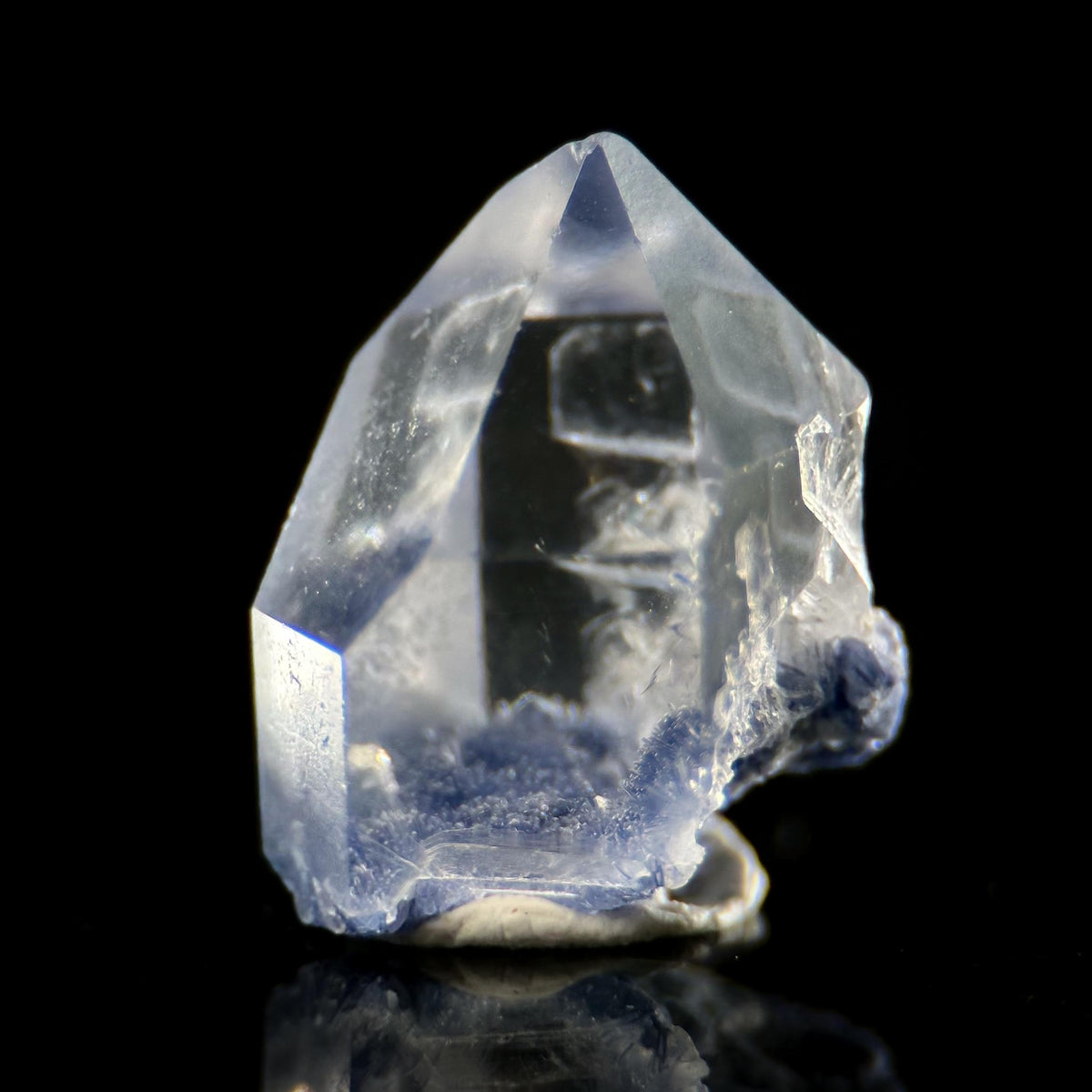 Dumortierite in Quartz | blue crystal point, rare mineral specimen from Brazil