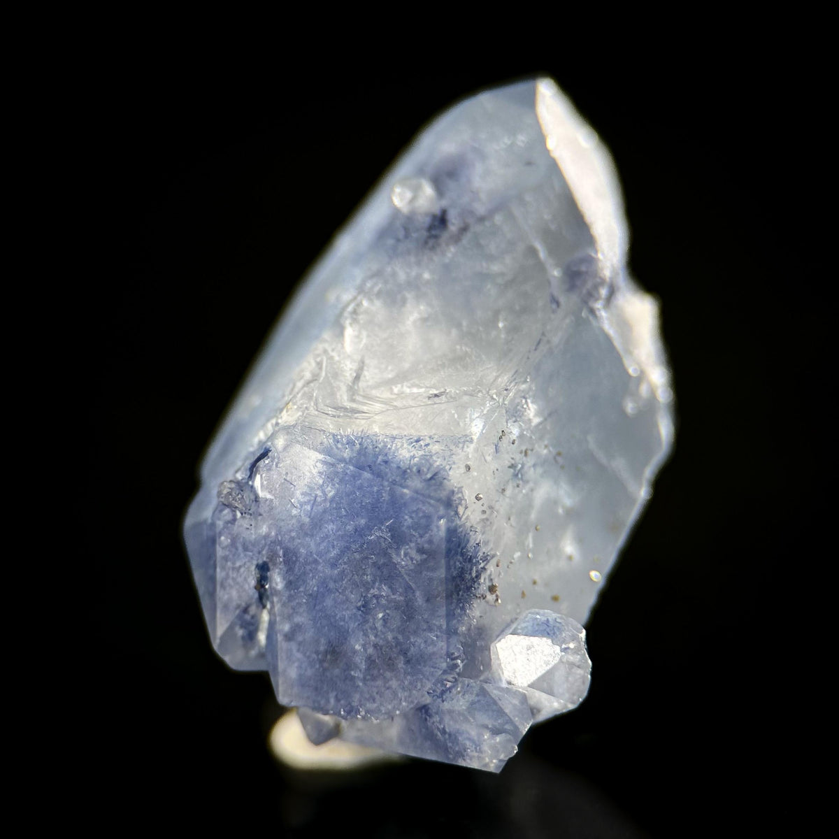 Dumortierite in Quartz | blue crystal point, rare mineral specimen from Brazil