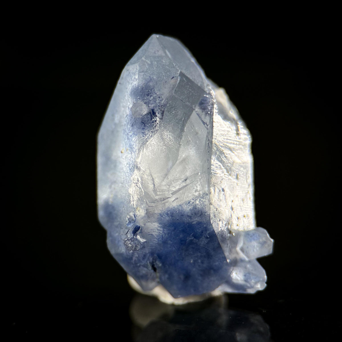 Dumortierite in Quartz | blue crystal point, rare mineral specimen from Brazil