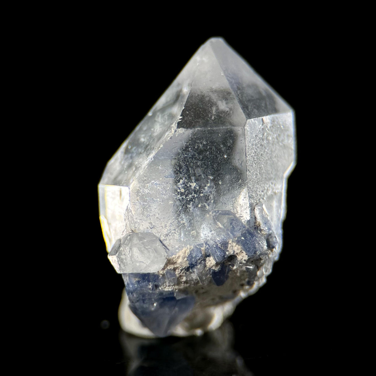 Dumortierite in Quartz | blue crystal point, rare mineral specimen from Brazil