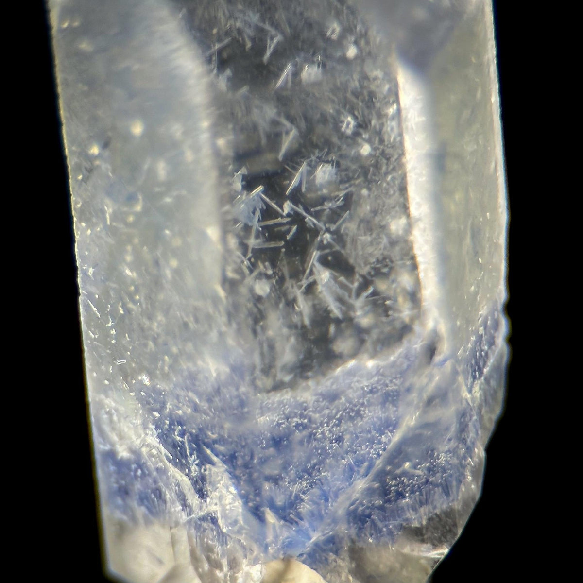 Dumortierite in Quartz | blue crystal point, rare mineral specimen from Brazil