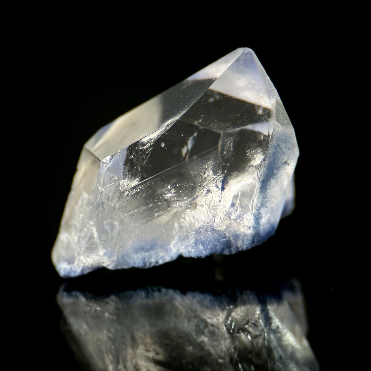 Dumortierite in Quartz | blue crystal point, rare mineral specimen from Brazil