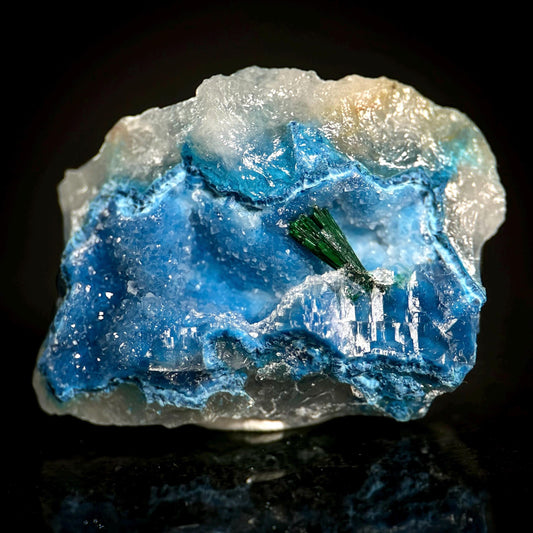 Shattuckite with Malachite & Quartz | Blue Crystal, Mineral Specimen from DR Congo