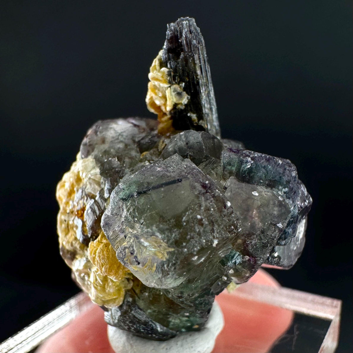 Fluorite w/ Schorl, & Muscovite | Lollipop Pocket, green crystal, mineral specimen from Namibia