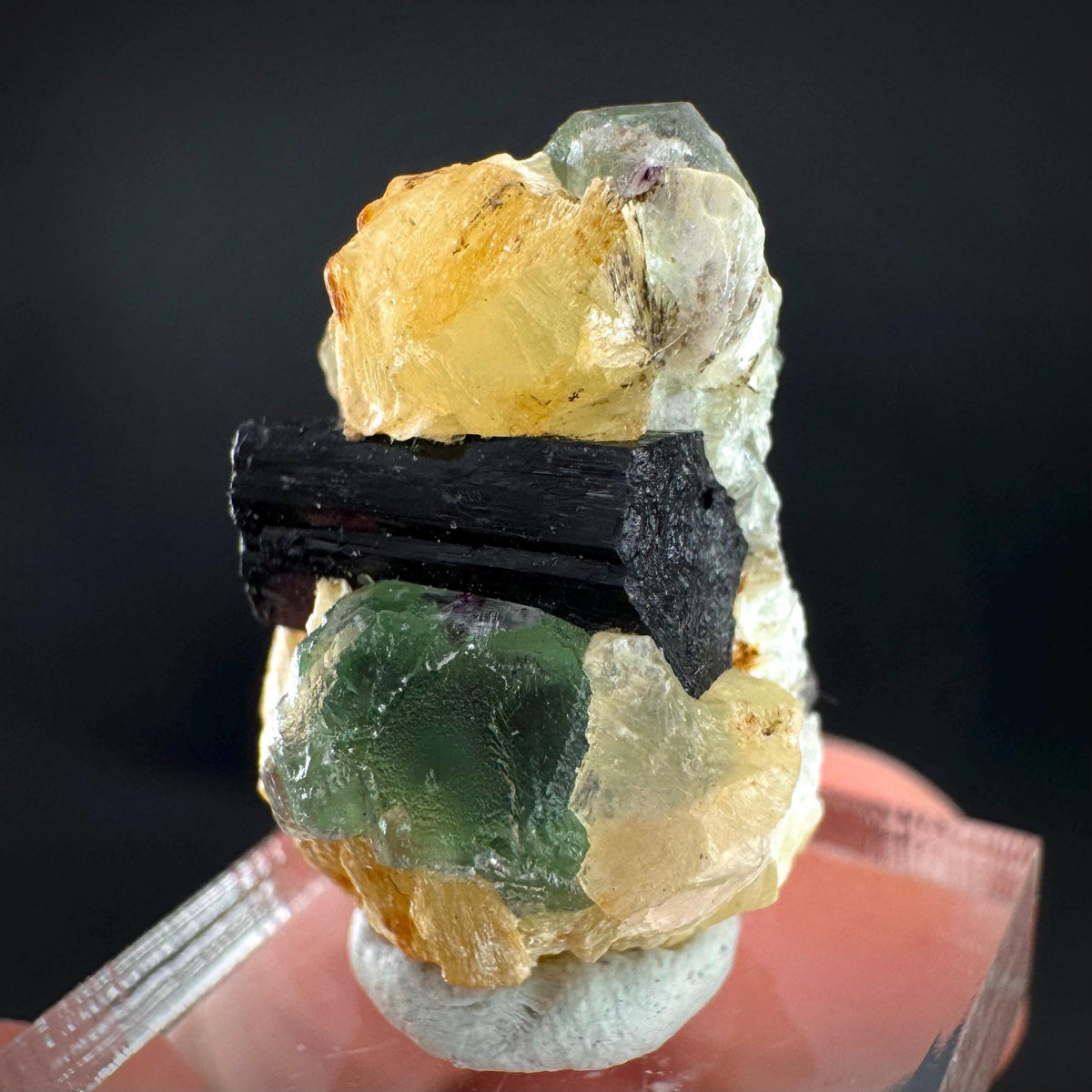 Fluorite w/ Schorl, & Muscovite | Lollipop Pocket, green crystal, mineral specimen from Namibia