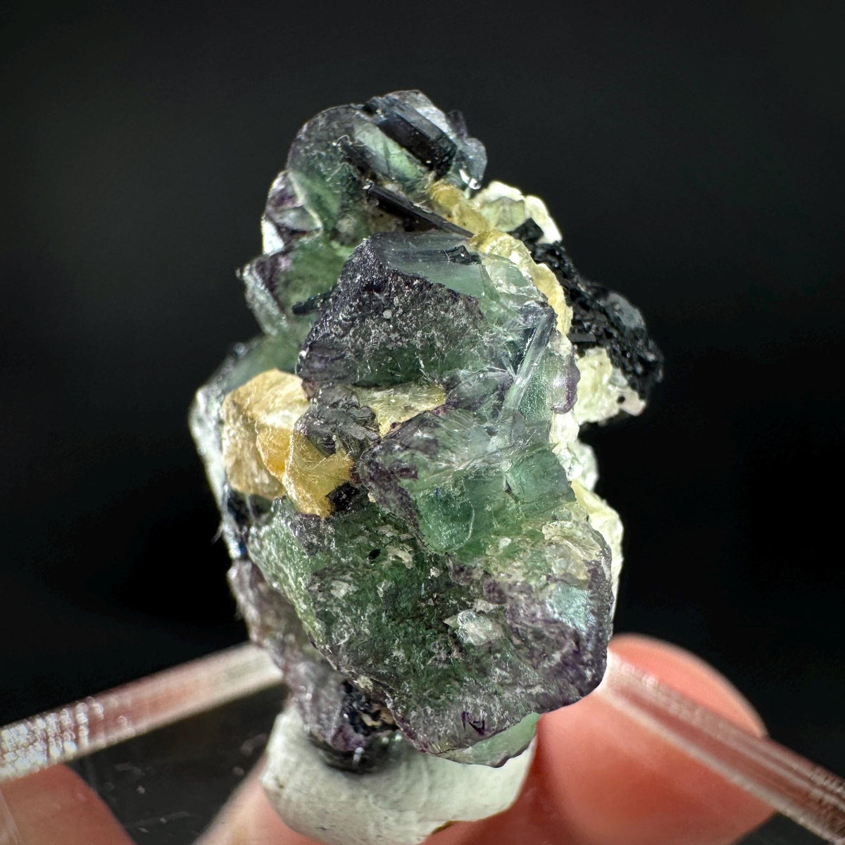 Fluorite w/ Schorl, & Muscovite | Lollipop Pocket, green crystal, mineral specimen from Namibia
