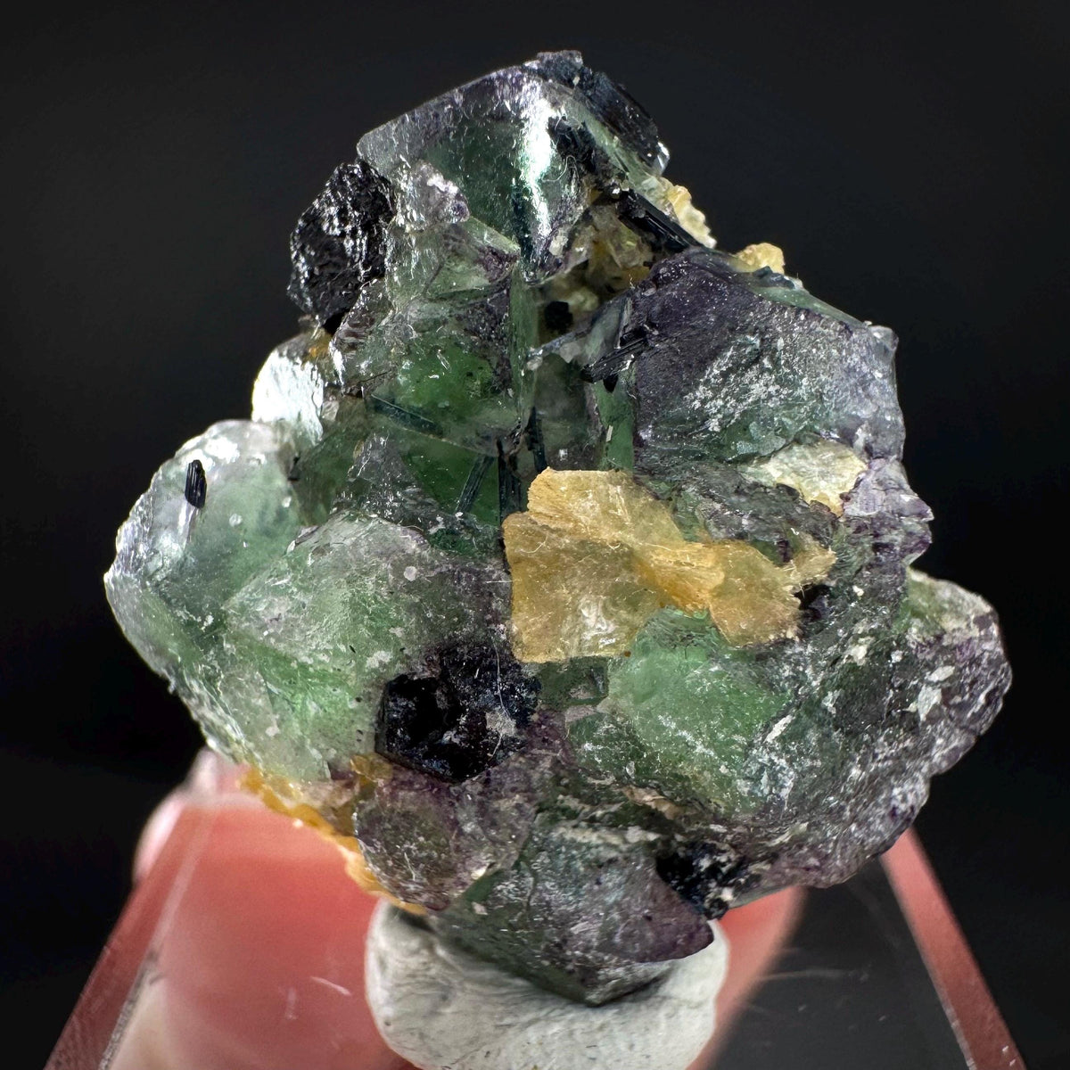 Fluorite w/ Schorl, & Muscovite | Lollipop Pocket, green crystal, mineral specimen from Namibia