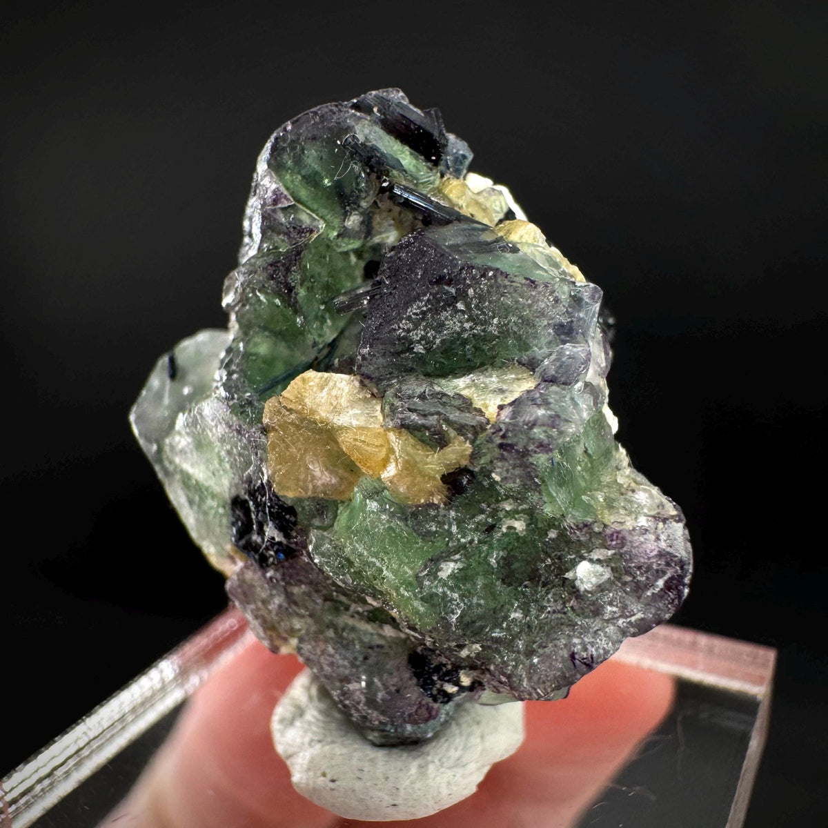 Fluorite w/ Schorl, & Muscovite | Lollipop Pocket, green crystal, mineral specimen from Namibia