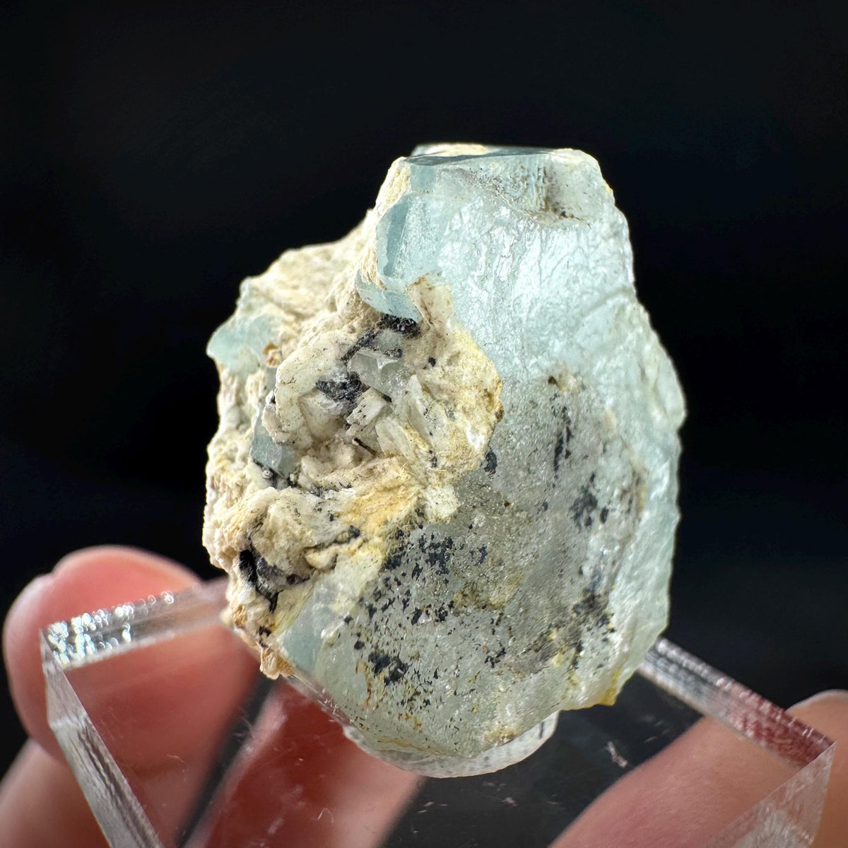 Beryl var. Aquamarine | natural blue crystal, mineral specimen from Namibia