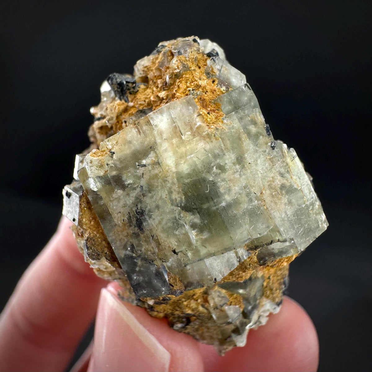 Beryl var. Goshenite with Black Tourmaline | natural crystal cluster, mineral specimen from Namibia