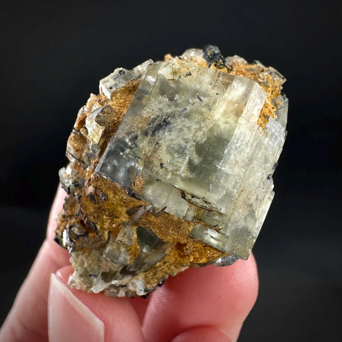 Beryl var. Goshenite with Black Tourmaline | natural crystal cluster, mineral specimen from Namibia