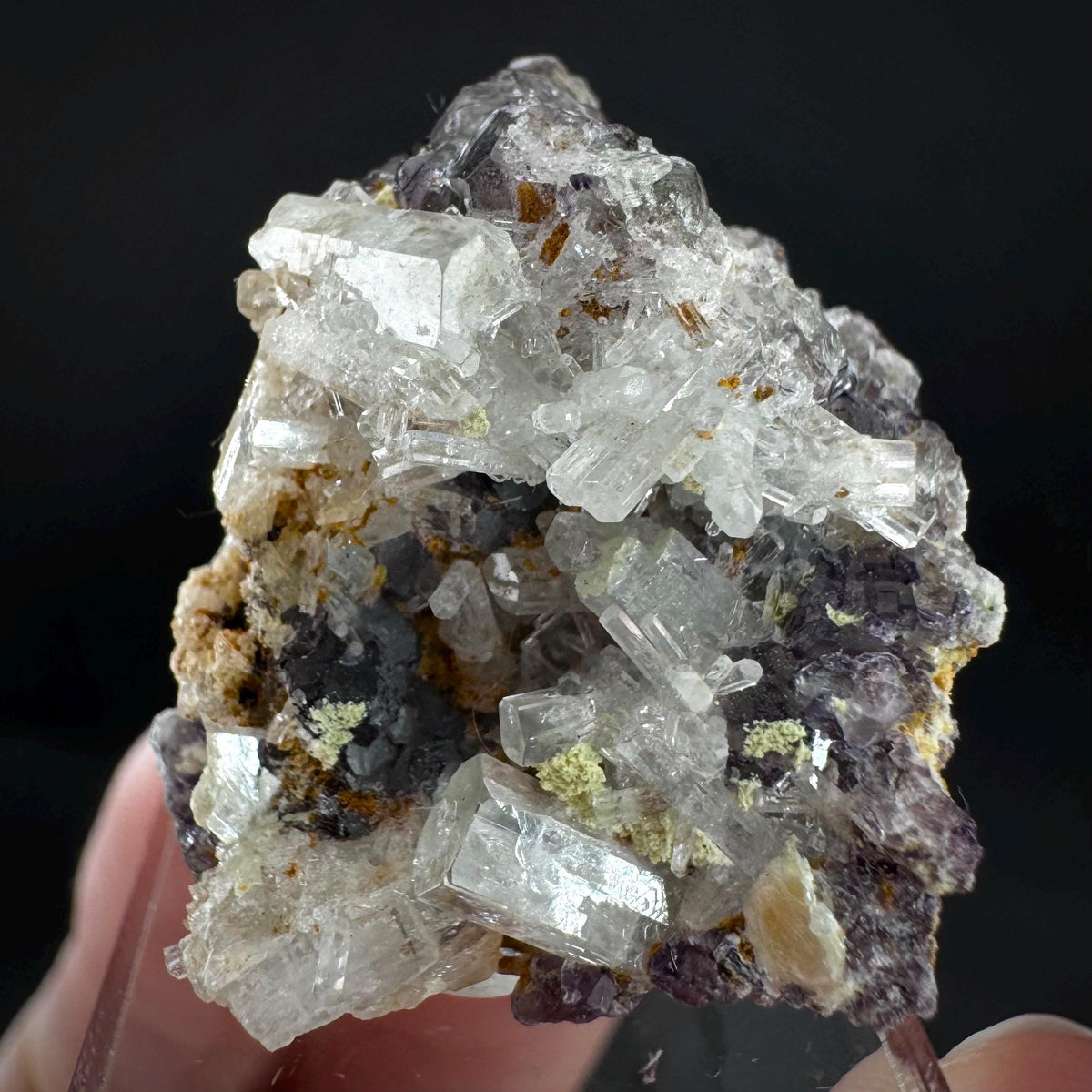 Beryl var. Goshenite with Fluorite | natural crystal cluster, mineral specimen from Namibia