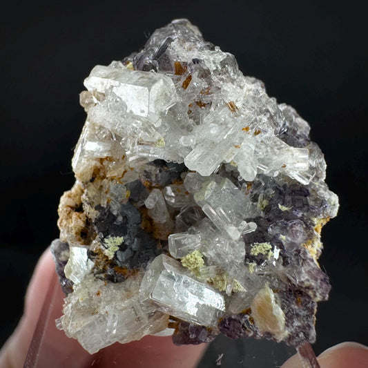 Beryl var. Goshenite with Fluorite | natural crystal cluster, mineral specimen from Namibia
