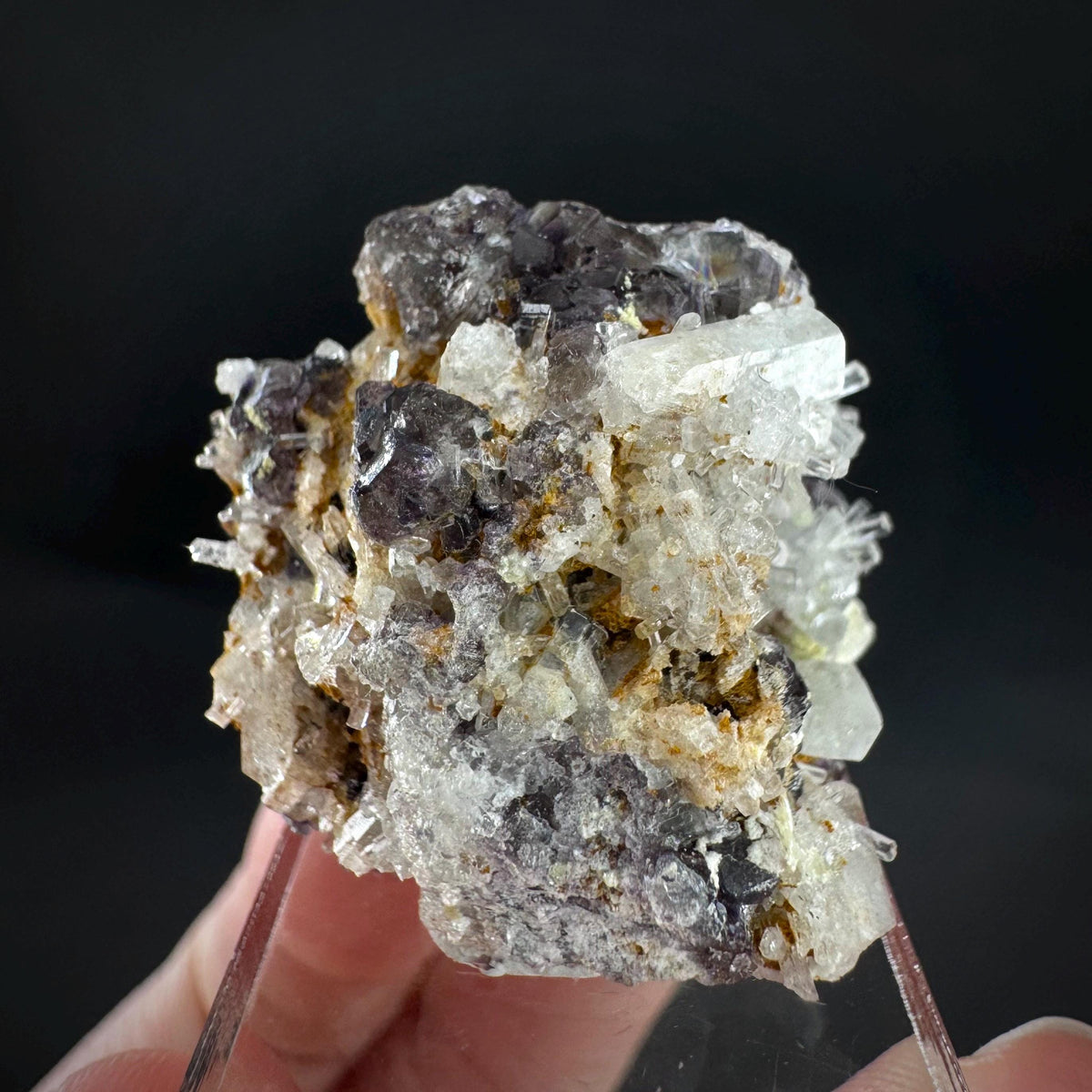 Beryl var. Goshenite with Fluorite | natural crystal cluster, mineral specimen from Namibia