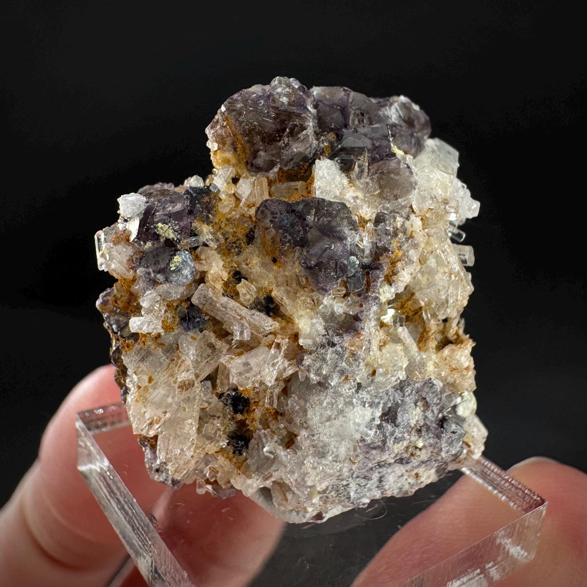 Beryl var. Goshenite with Fluorite | natural crystal cluster, mineral specimen from Namibia