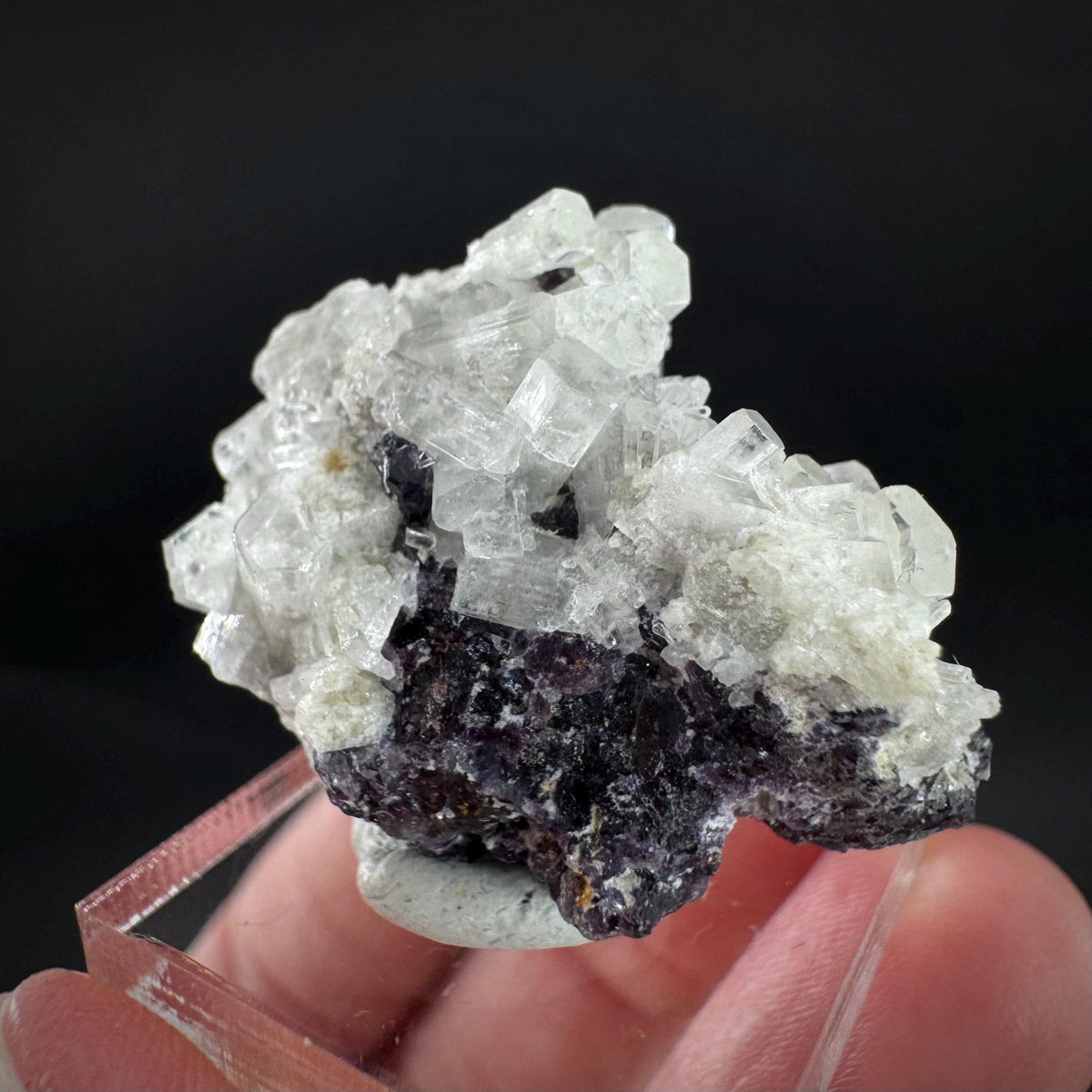 Beryl var. Goshenite with Fluorite | natural crystal cluster, mineral specimen from Namibia