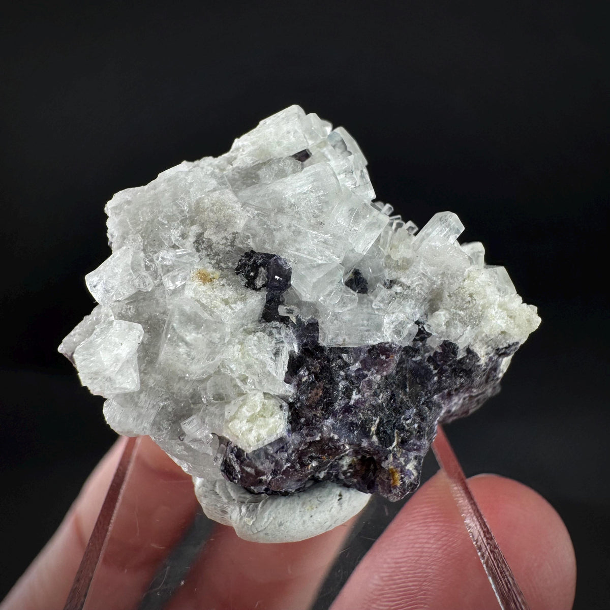 Beryl var. Goshenite with Fluorite | natural crystal cluster, mineral specimen from Namibia