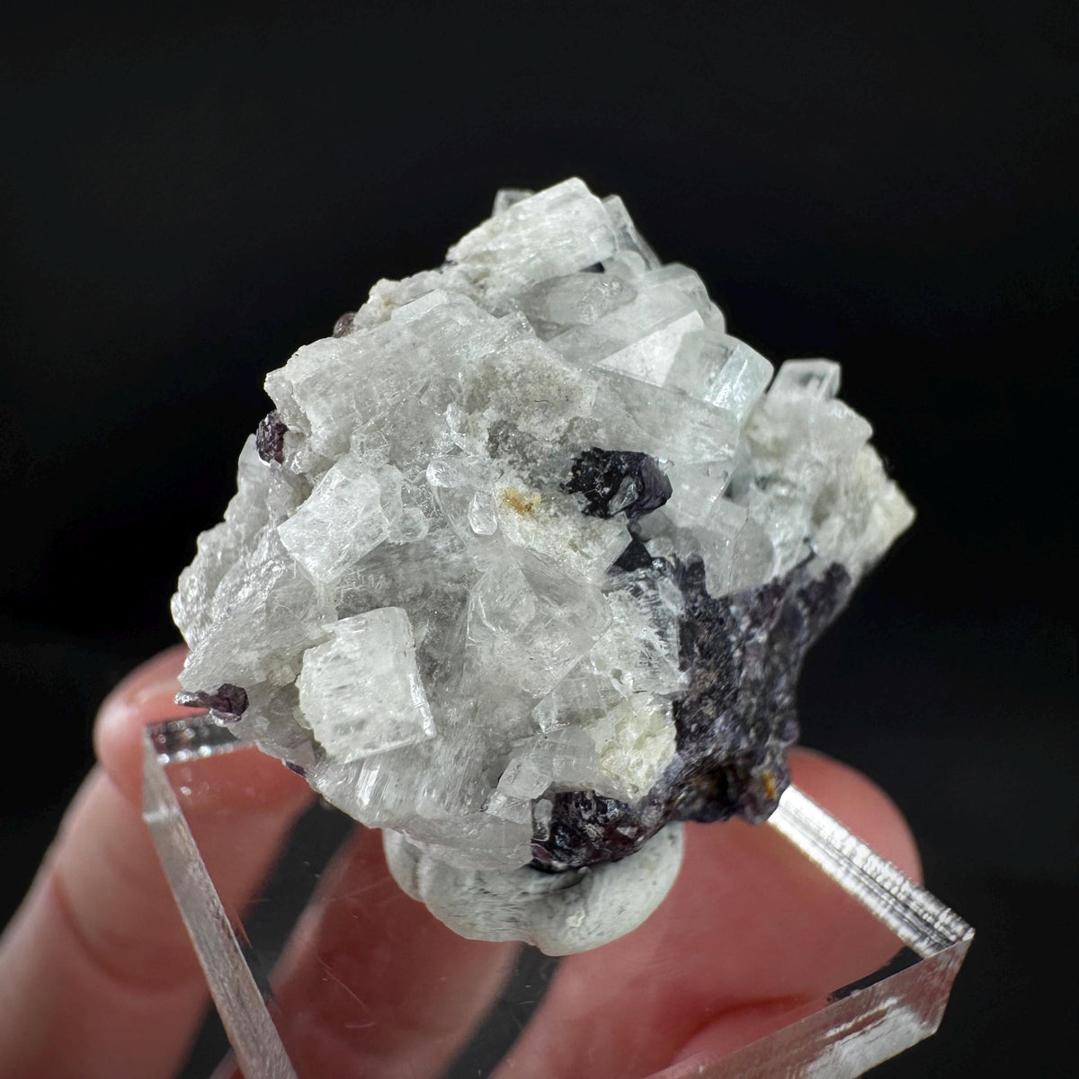 Beryl var. Goshenite with Fluorite | natural crystal cluster, mineral specimen from Namibia